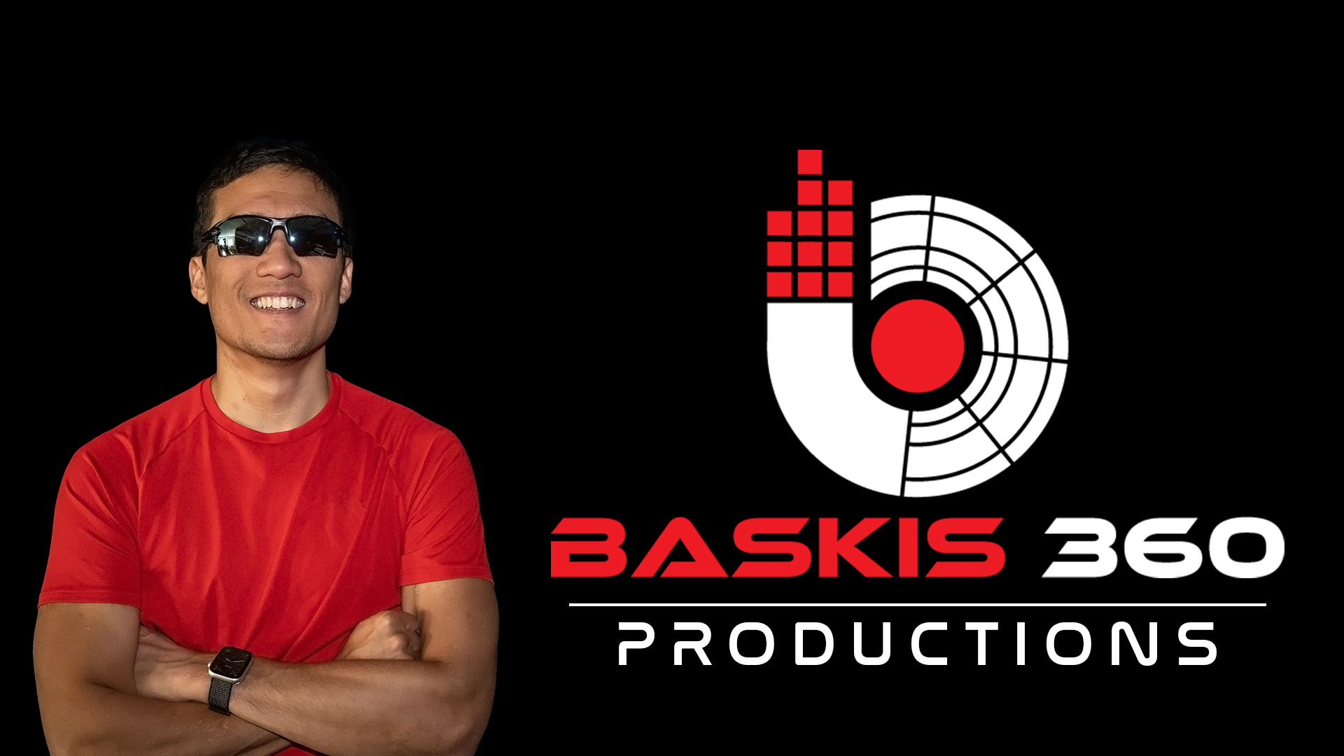 Steve Baskis stands next to his Baskis 360 Logo