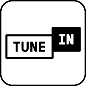 Tune in Icon with the text Tune and in within boxes.